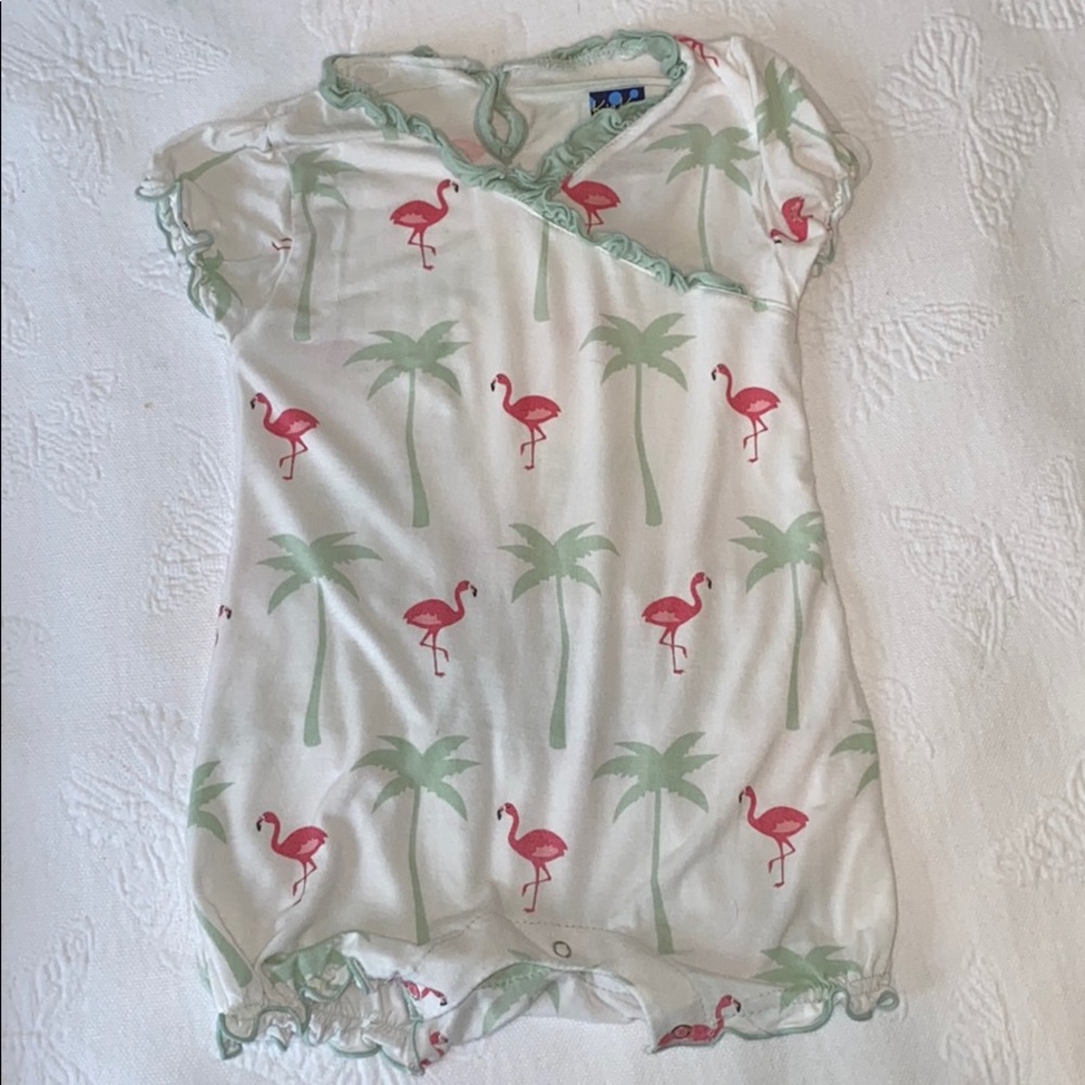 KicKee Pants Flamingo Palm Tree Romper 6-12 months